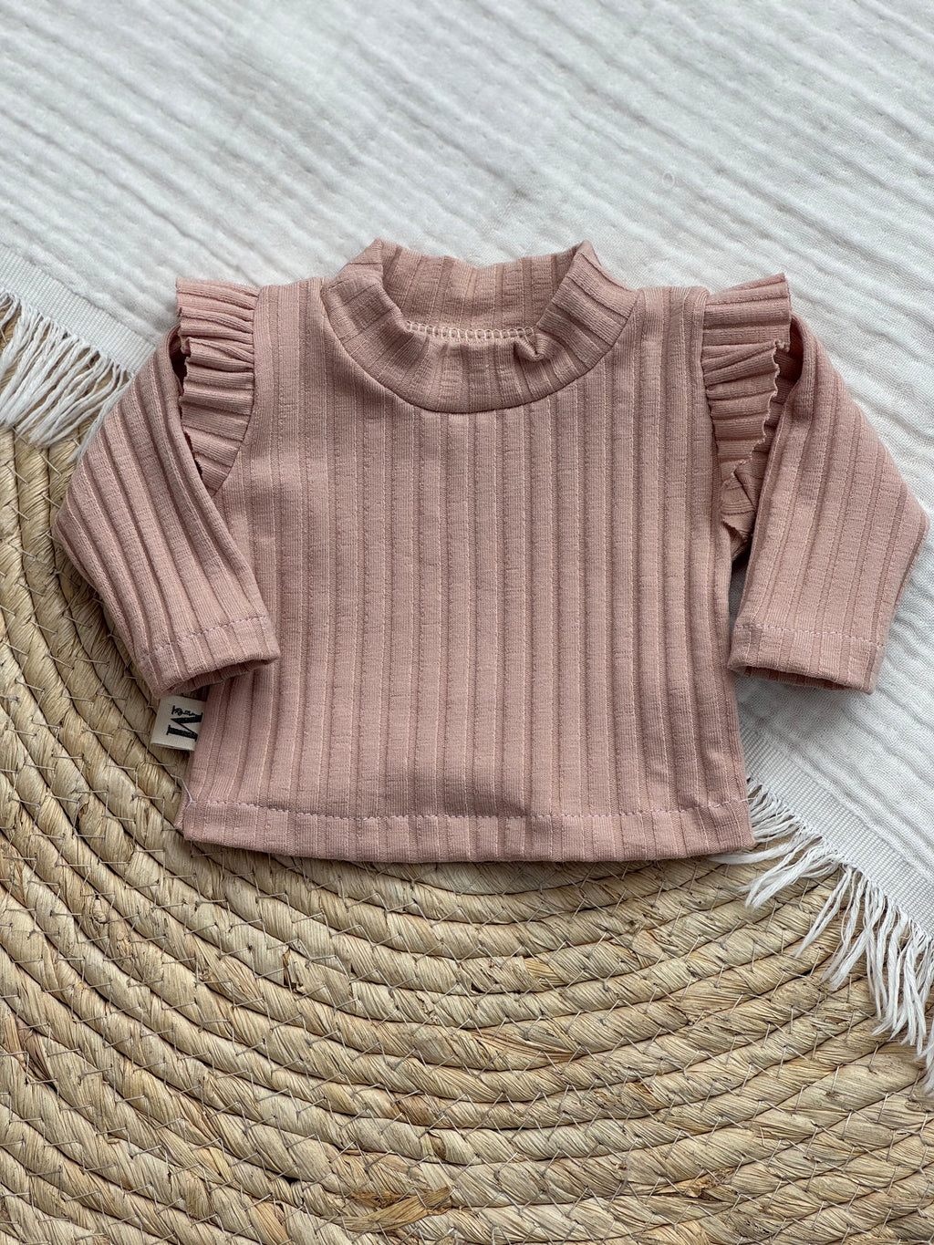 Poppenshirt Ruffle Brede Rib Oud Roze