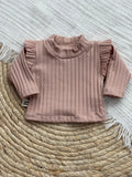 Poppenshirt Ruffle Brede Rib Oud Roze