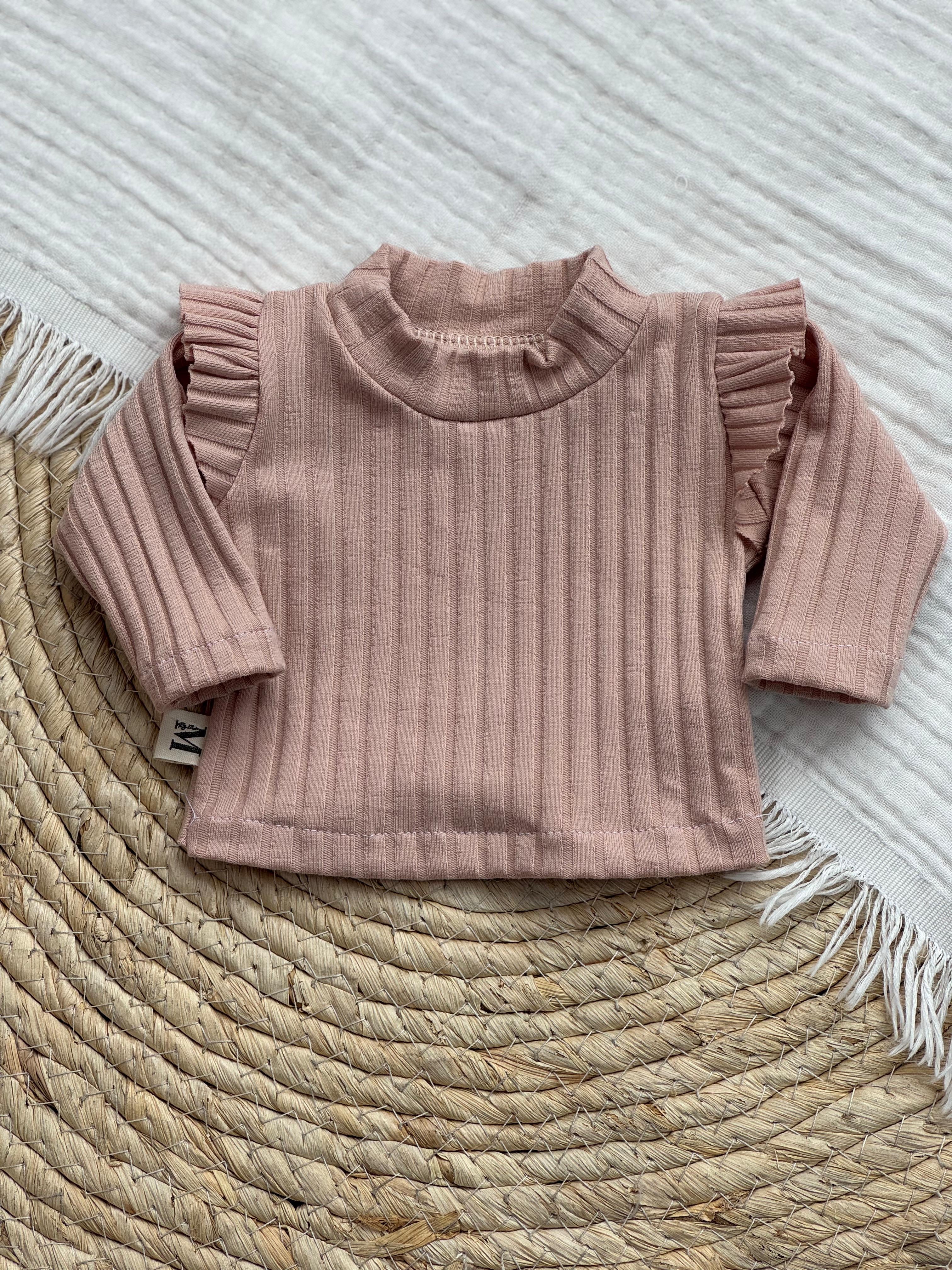 Poppenshirt Ruffle Brede Rib Oud Roze