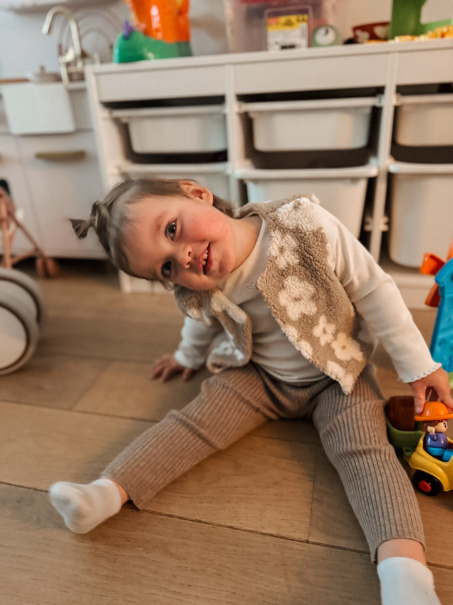 Gilet Teddy Flower Beige