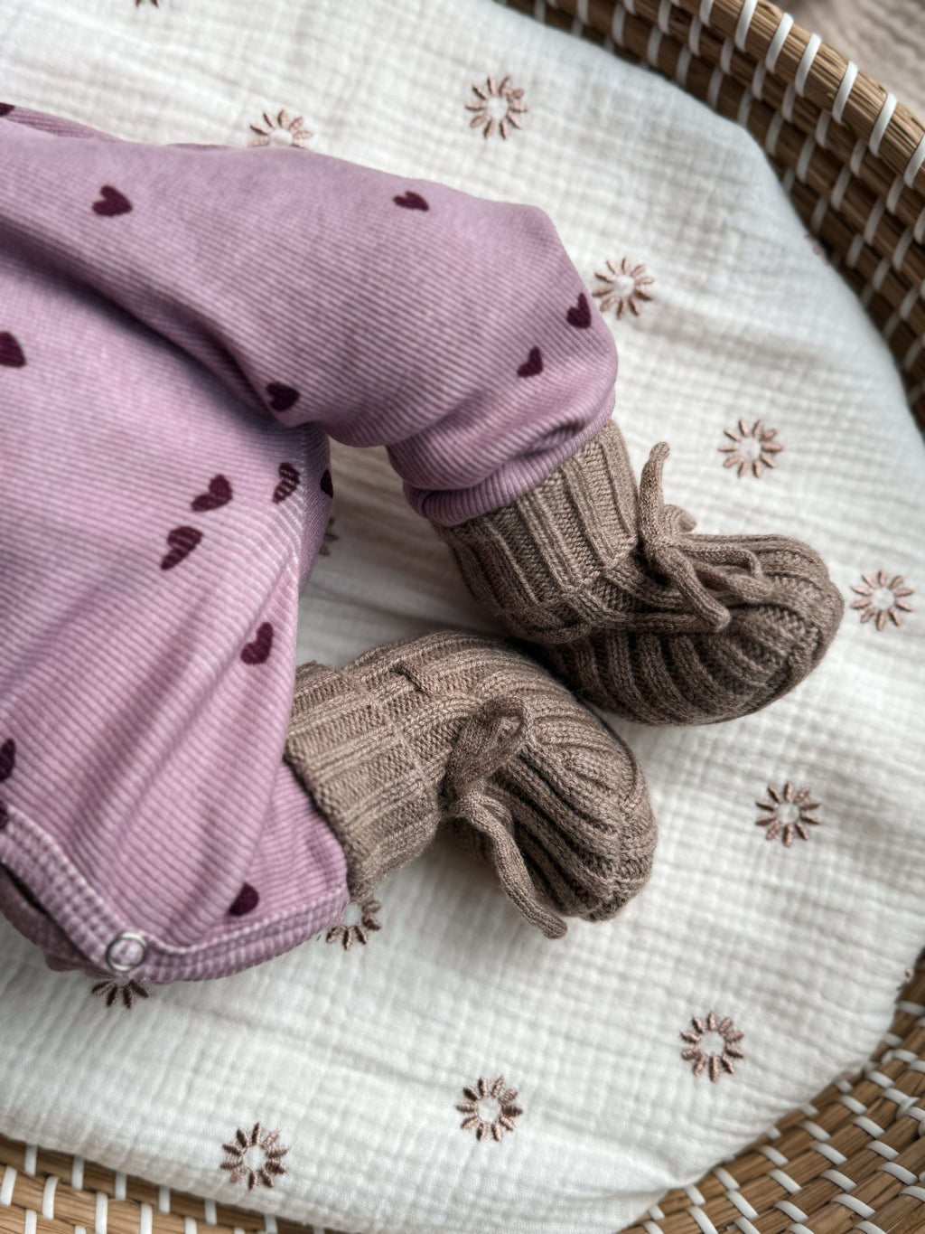 Newborn Merino wollen slofjes Taupe