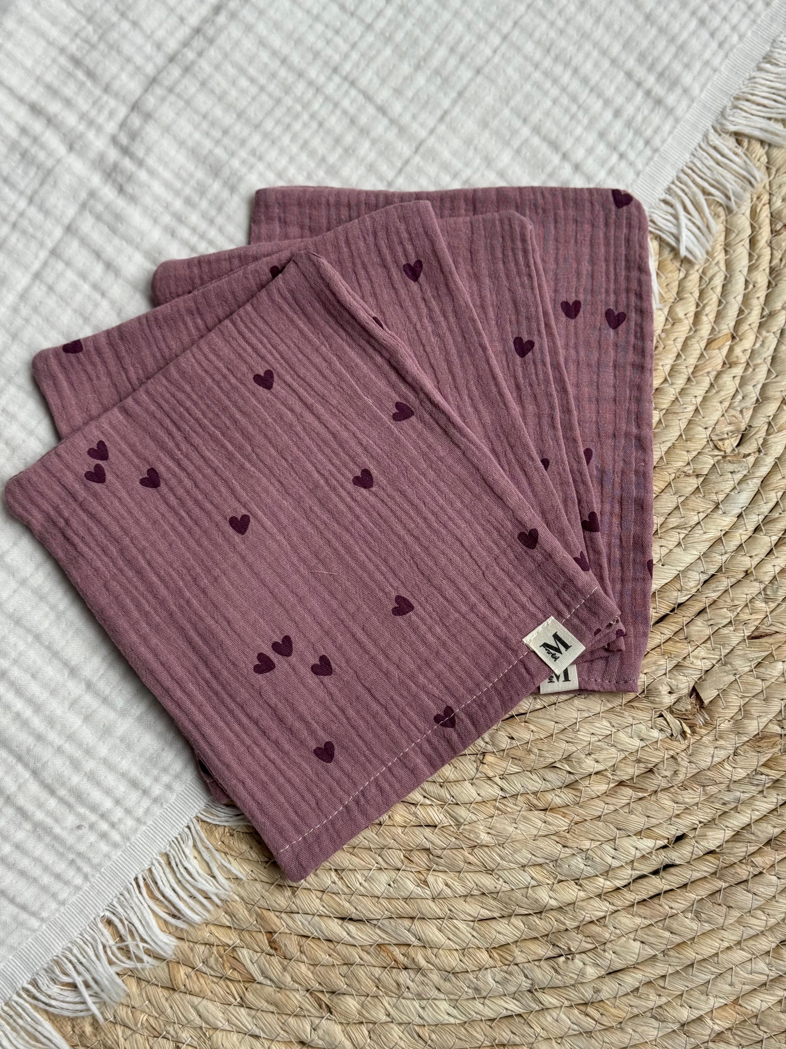 Hydrofiel washandjes - Lila Hartjes