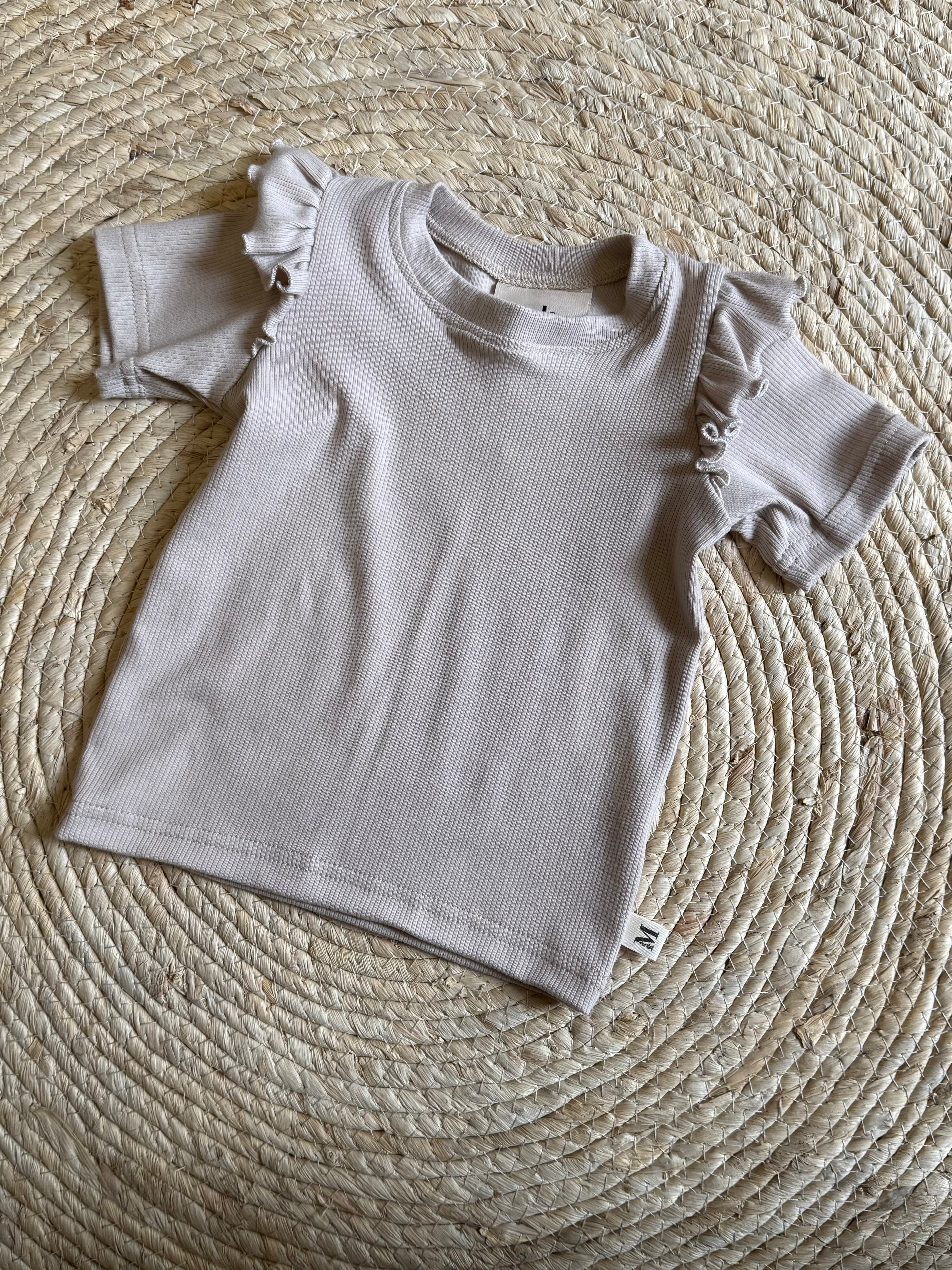 Shirt Ruffle Rib Beige