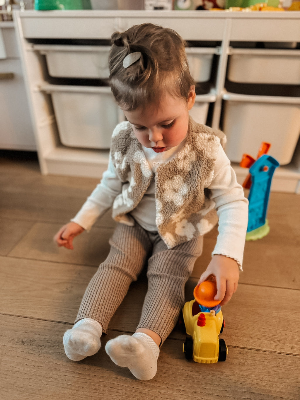 Gilet Teddy Flower Beige