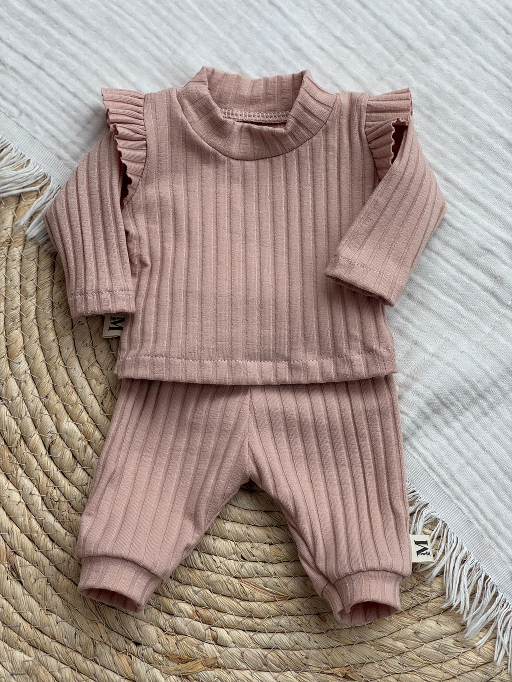 Poppenshirt Ruffle Brede Rib Oud Roze