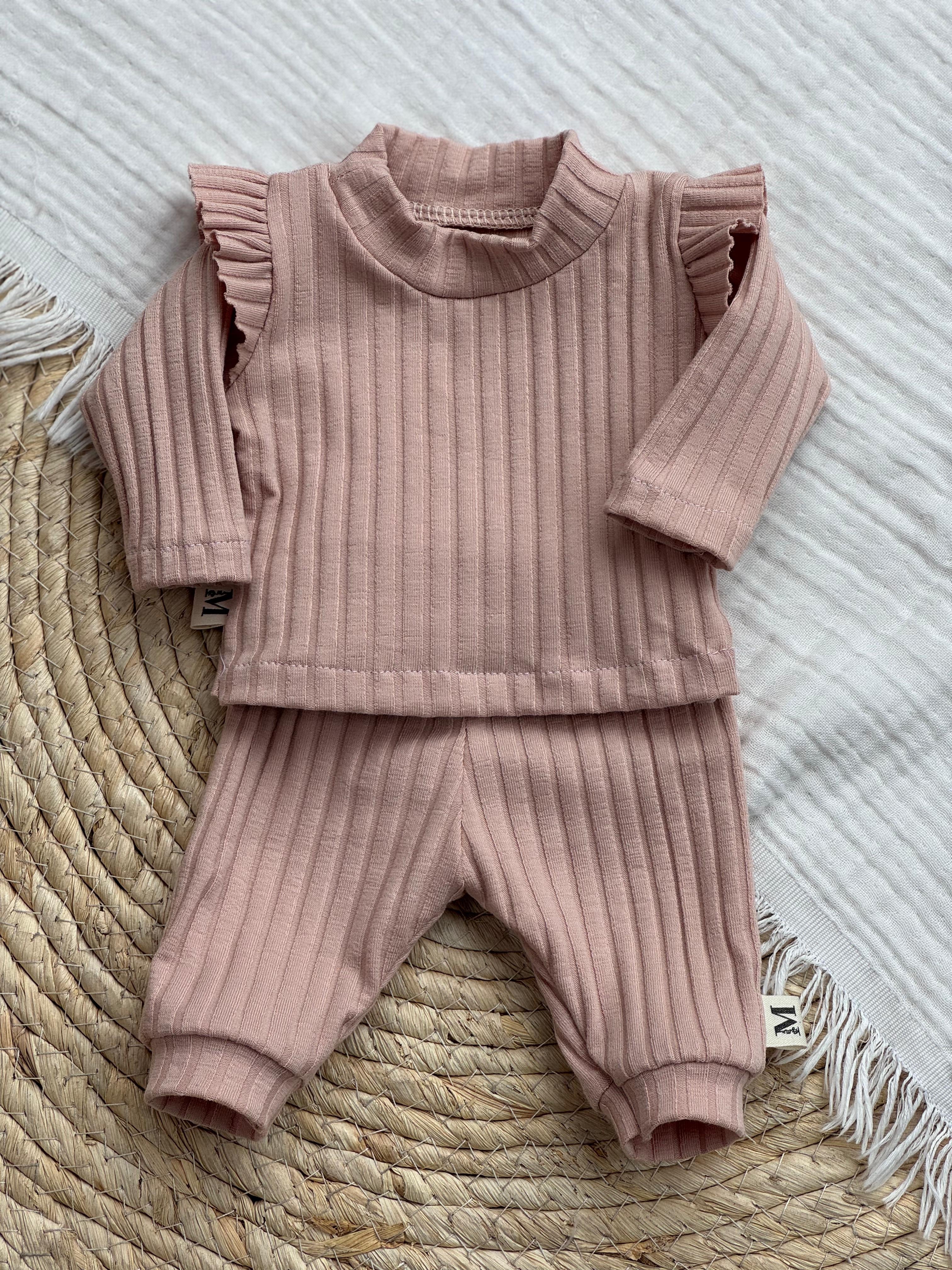 Poppenshirt Ruffle Brede Rib Oud Roze