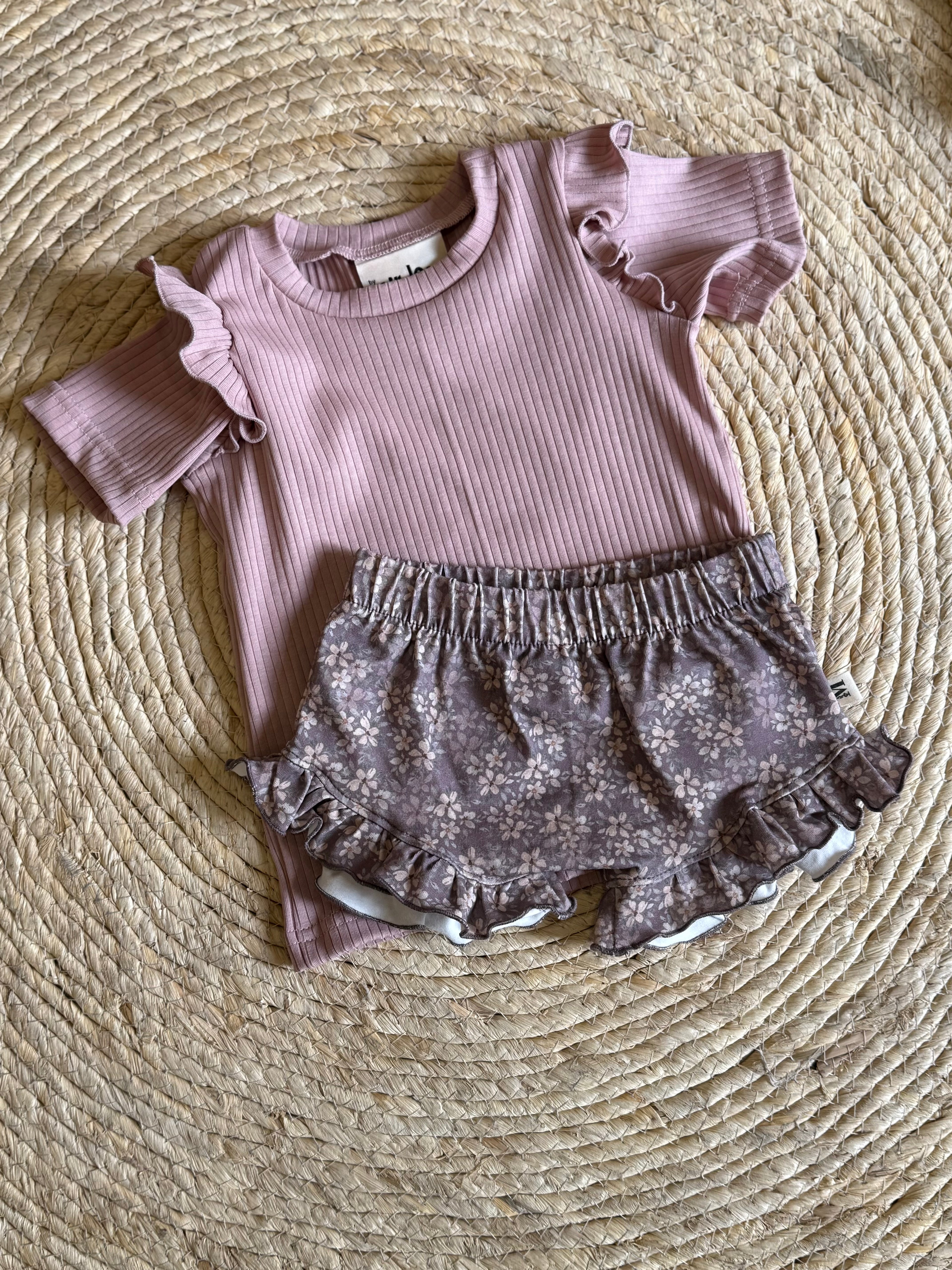Shirt Ruffle Brede Rib Nude Pink