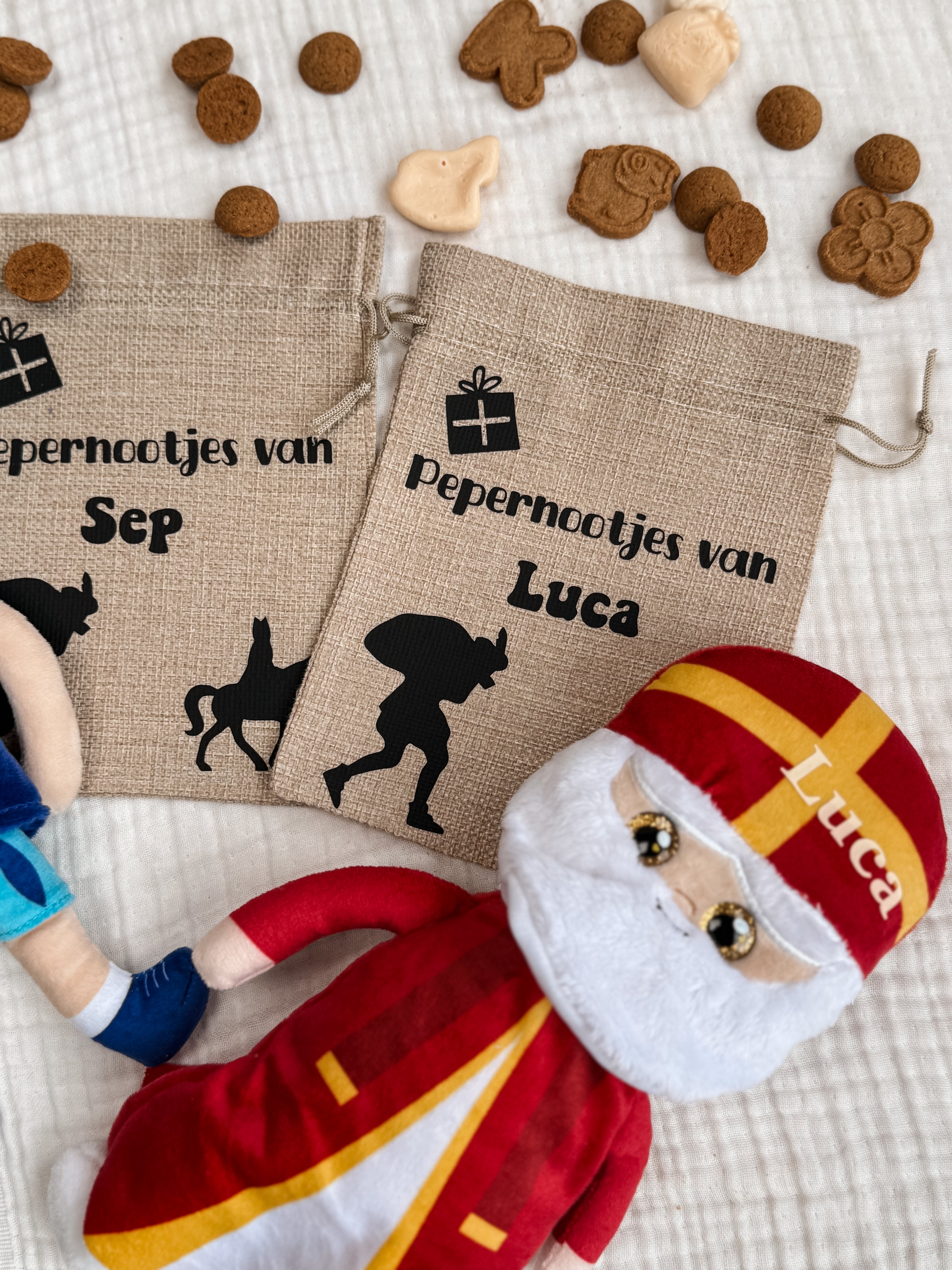 Piet en Sint knuffel met naam