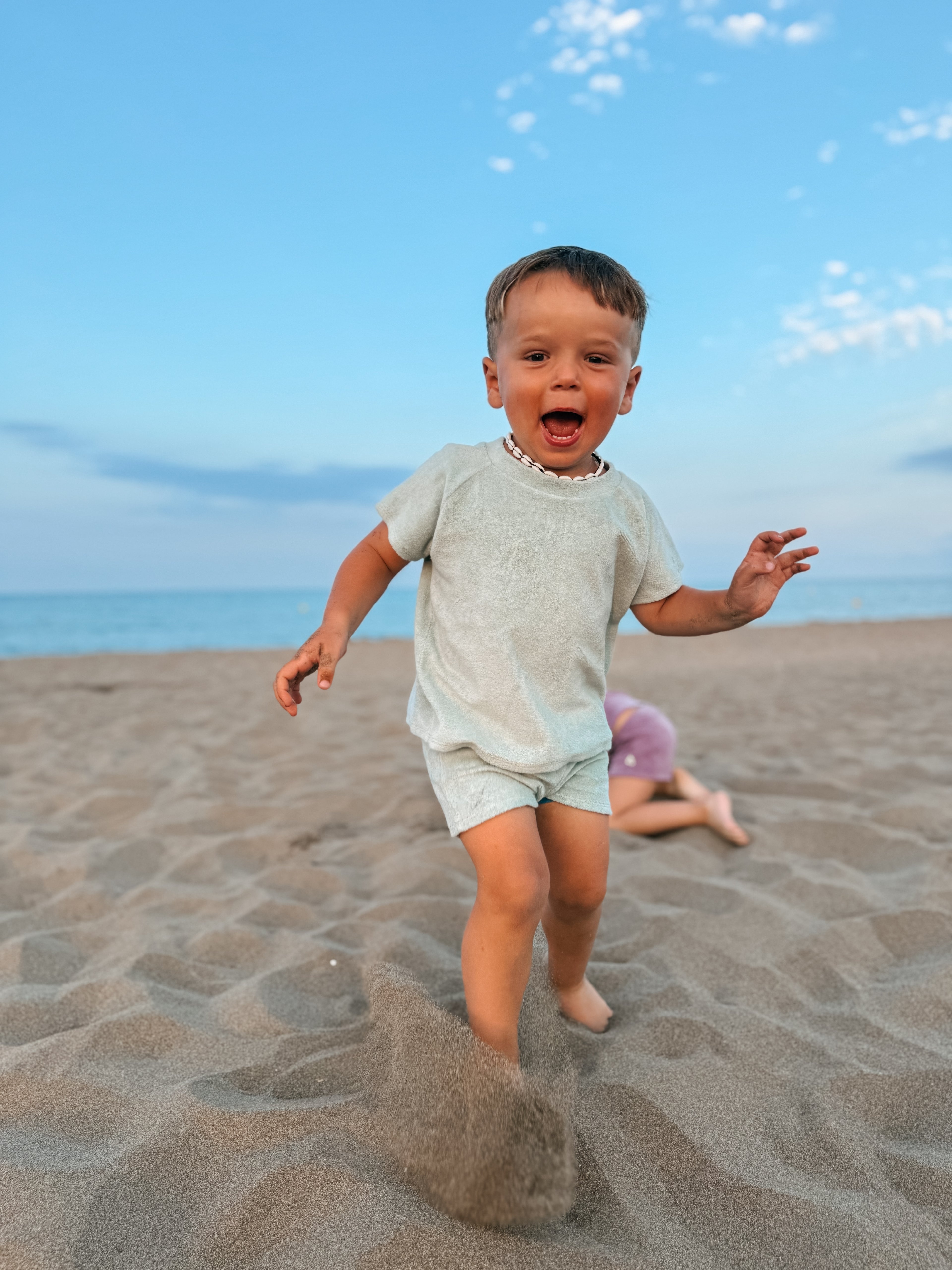 Badstof set Zeegroen