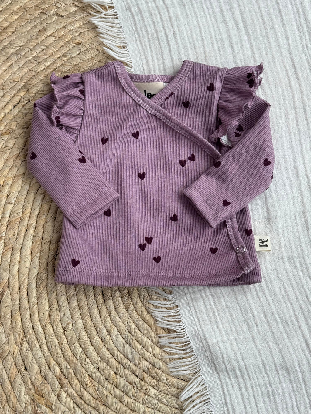 Overslag Ruffle Lila Hartjes Rib