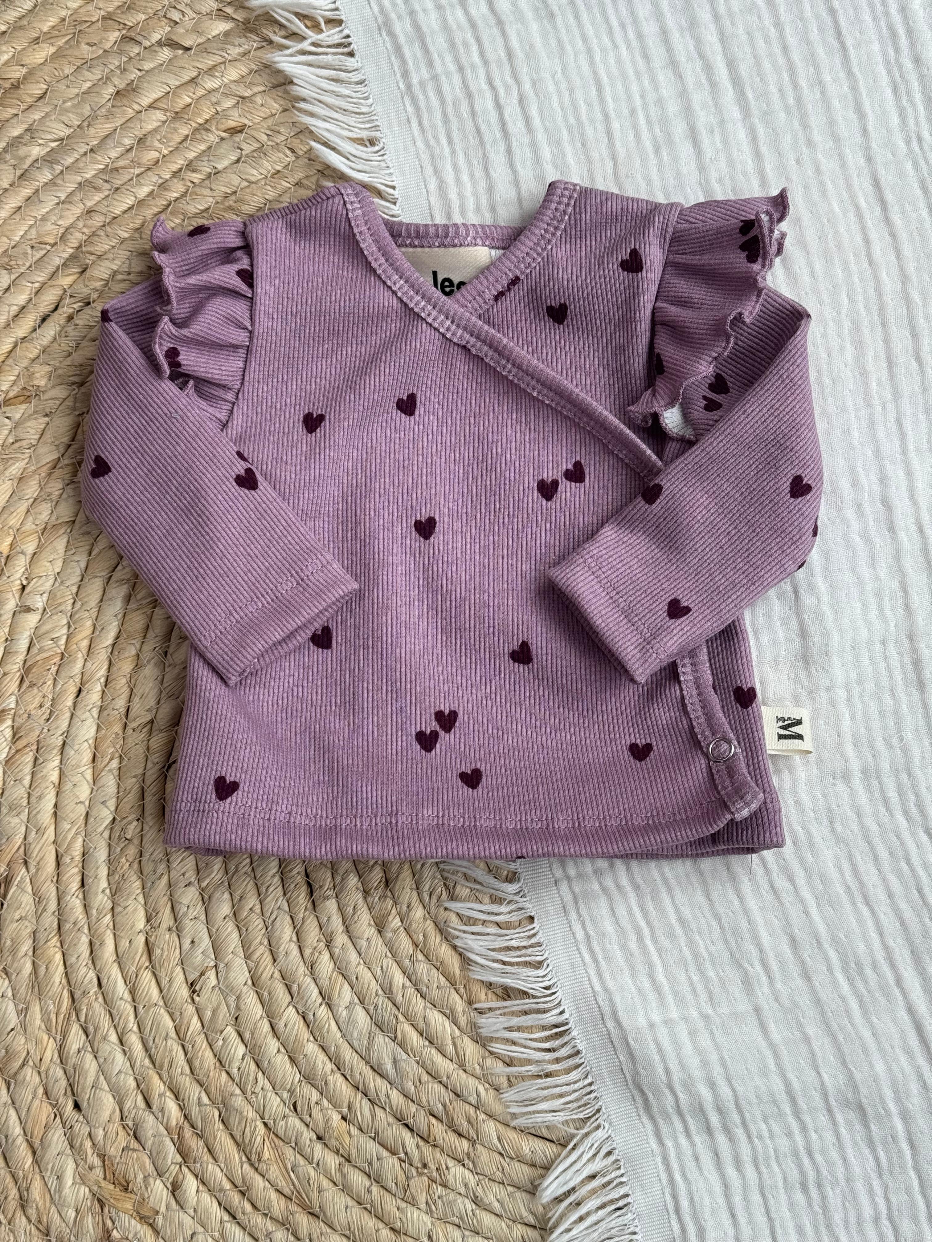 Overslag Ruffle Lila Hartjes Rib