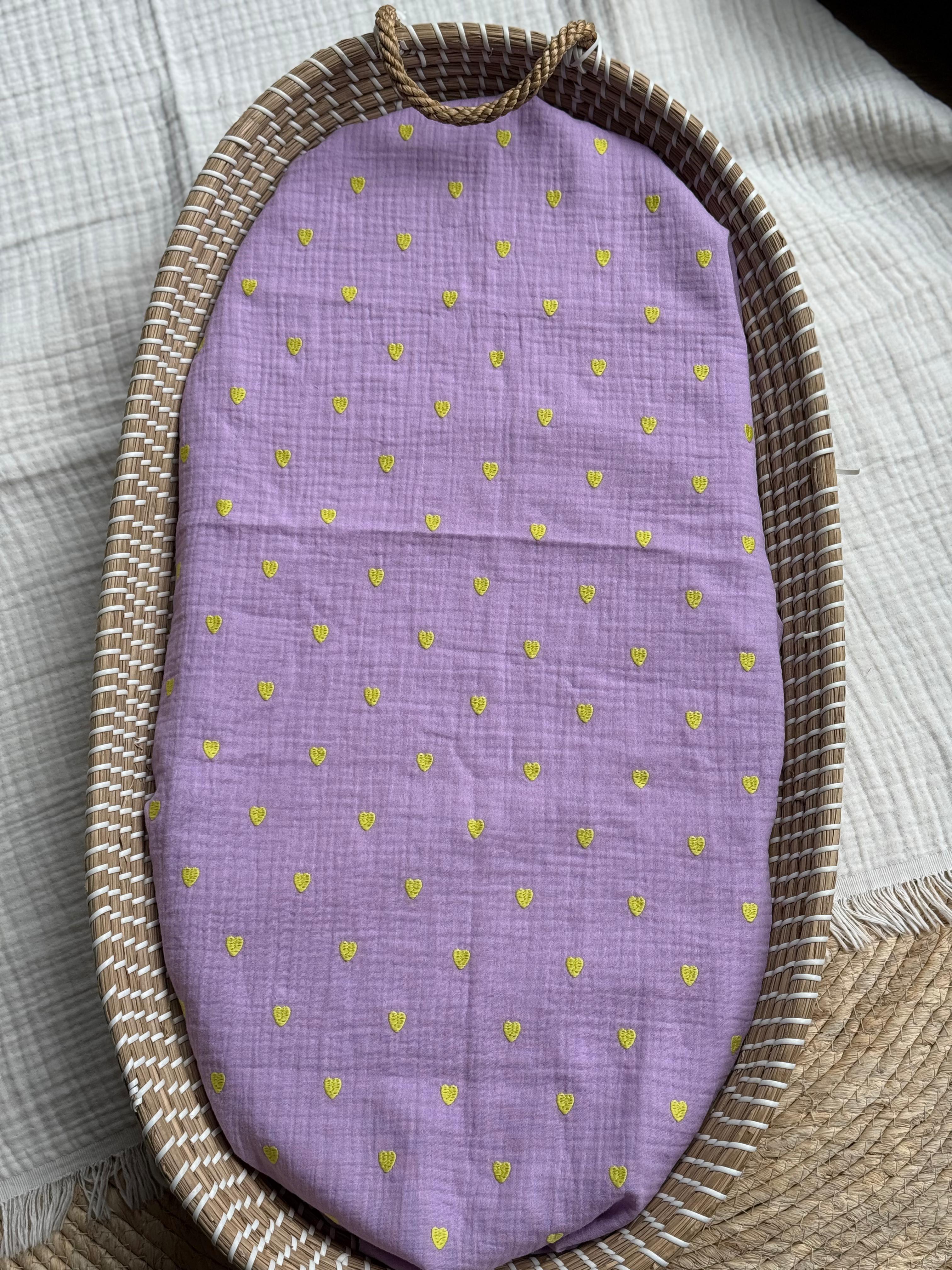 Hydrofiel doek - Lavendel Neon Hearts