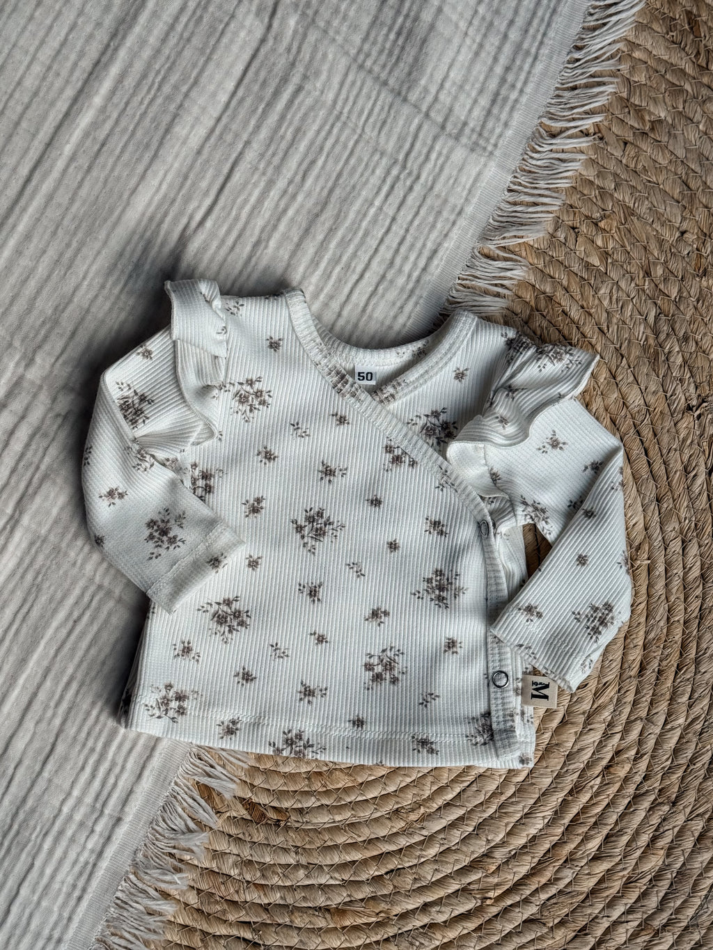 Overslag Ruffle Brown Flowers