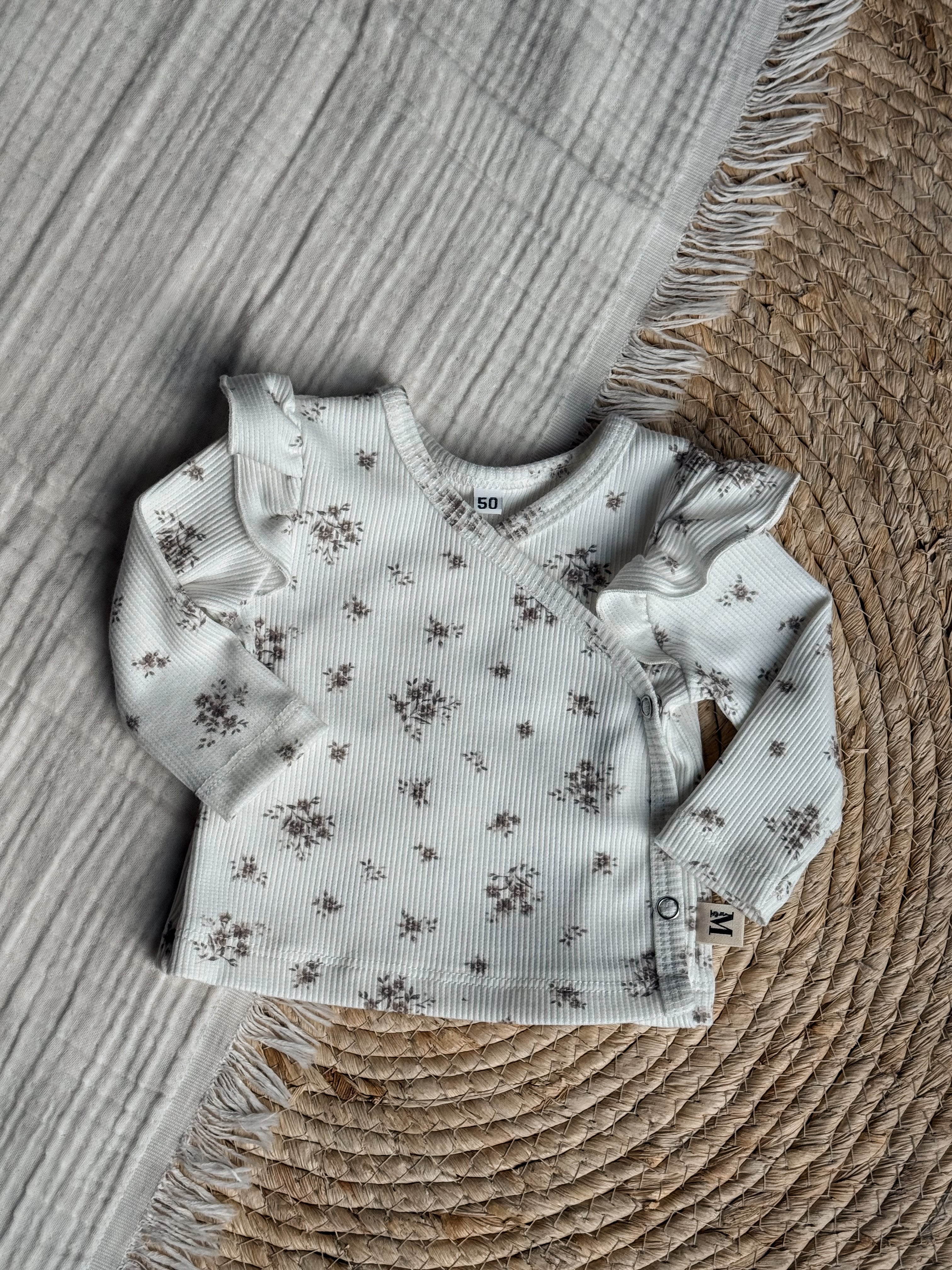 Overslag Ruffle Brown Flowers