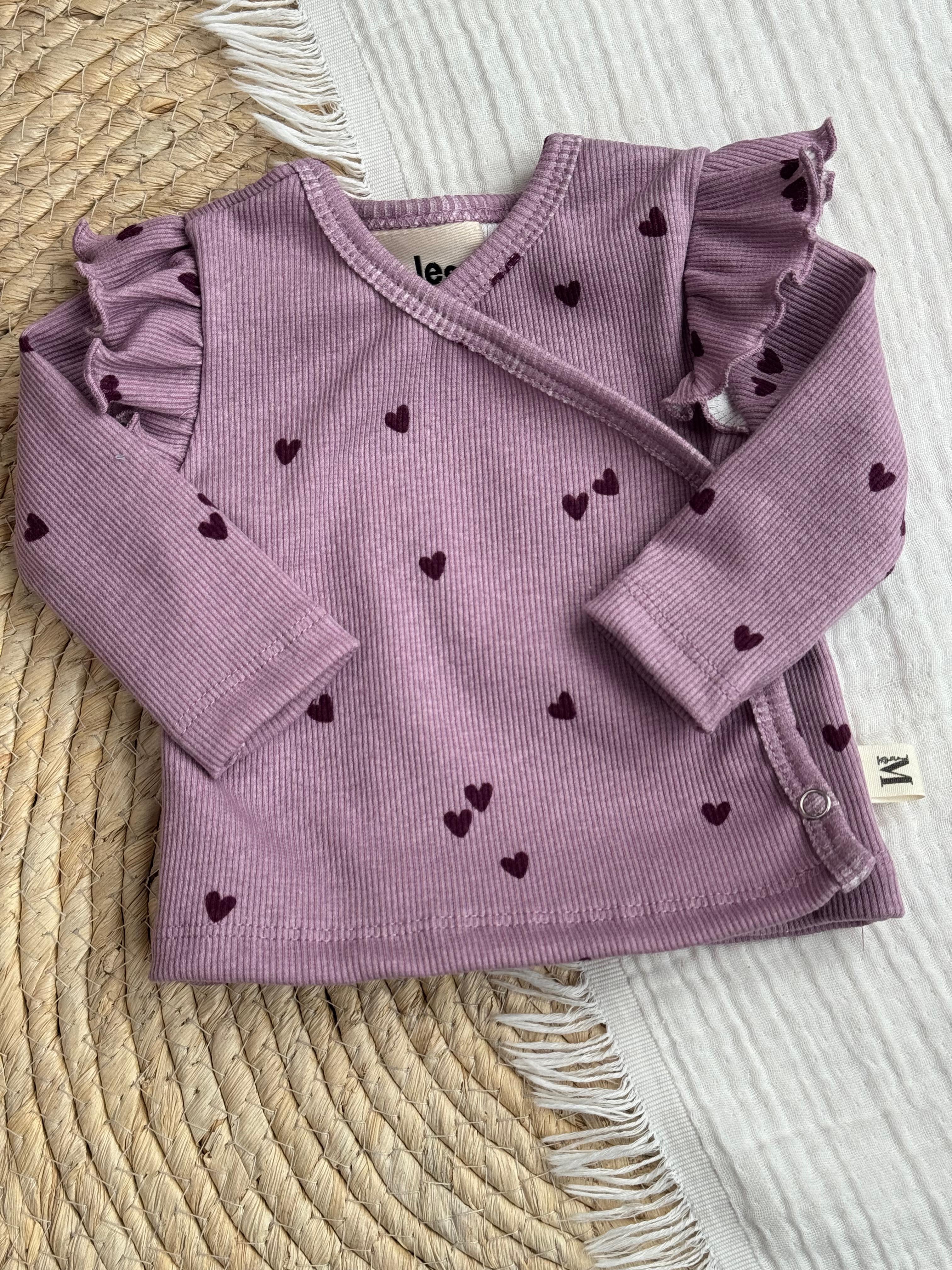 Overslag Ruffle Lila Hartjes Rib