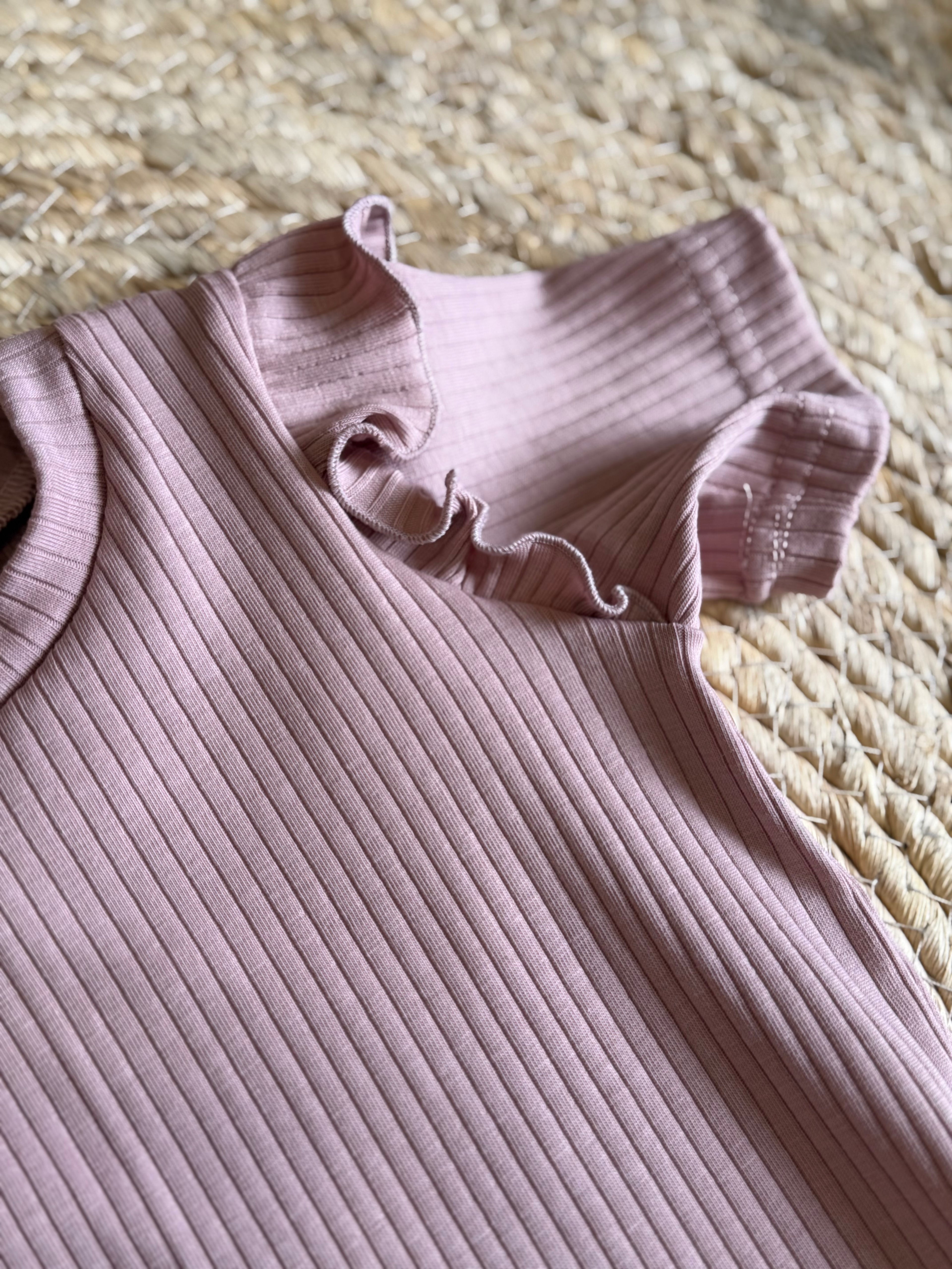 Shirt Ruffle Brede Rib Nude Pink
