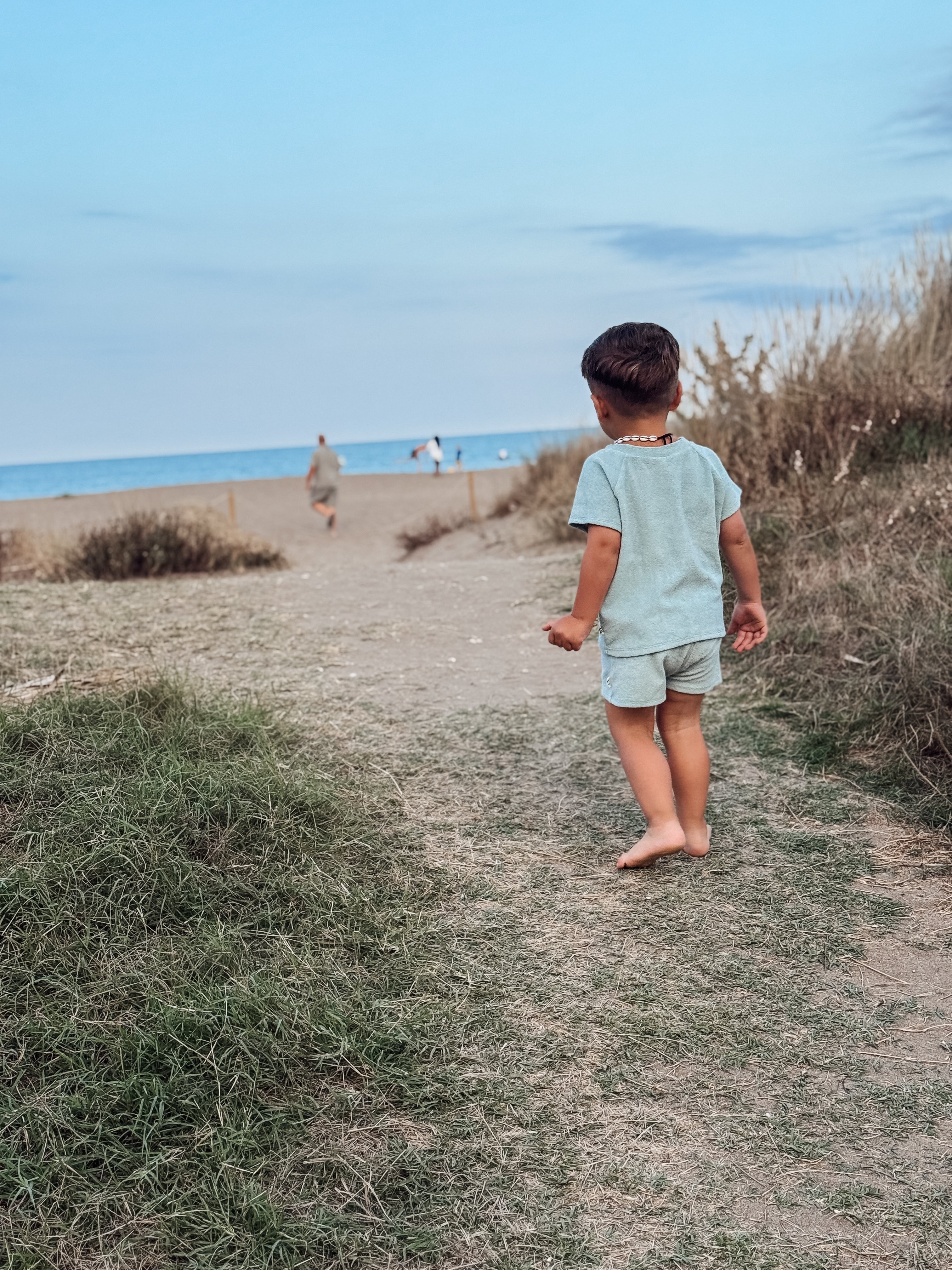 Badstof set Zeegroen