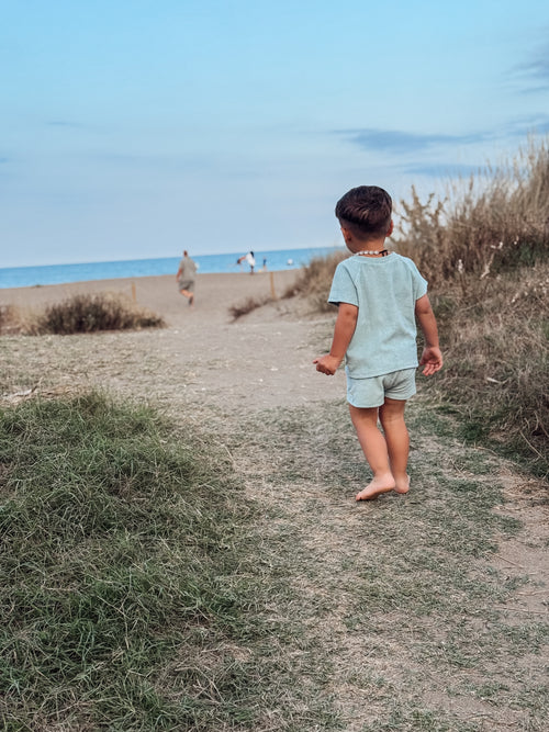 Badstof set Zeegroen