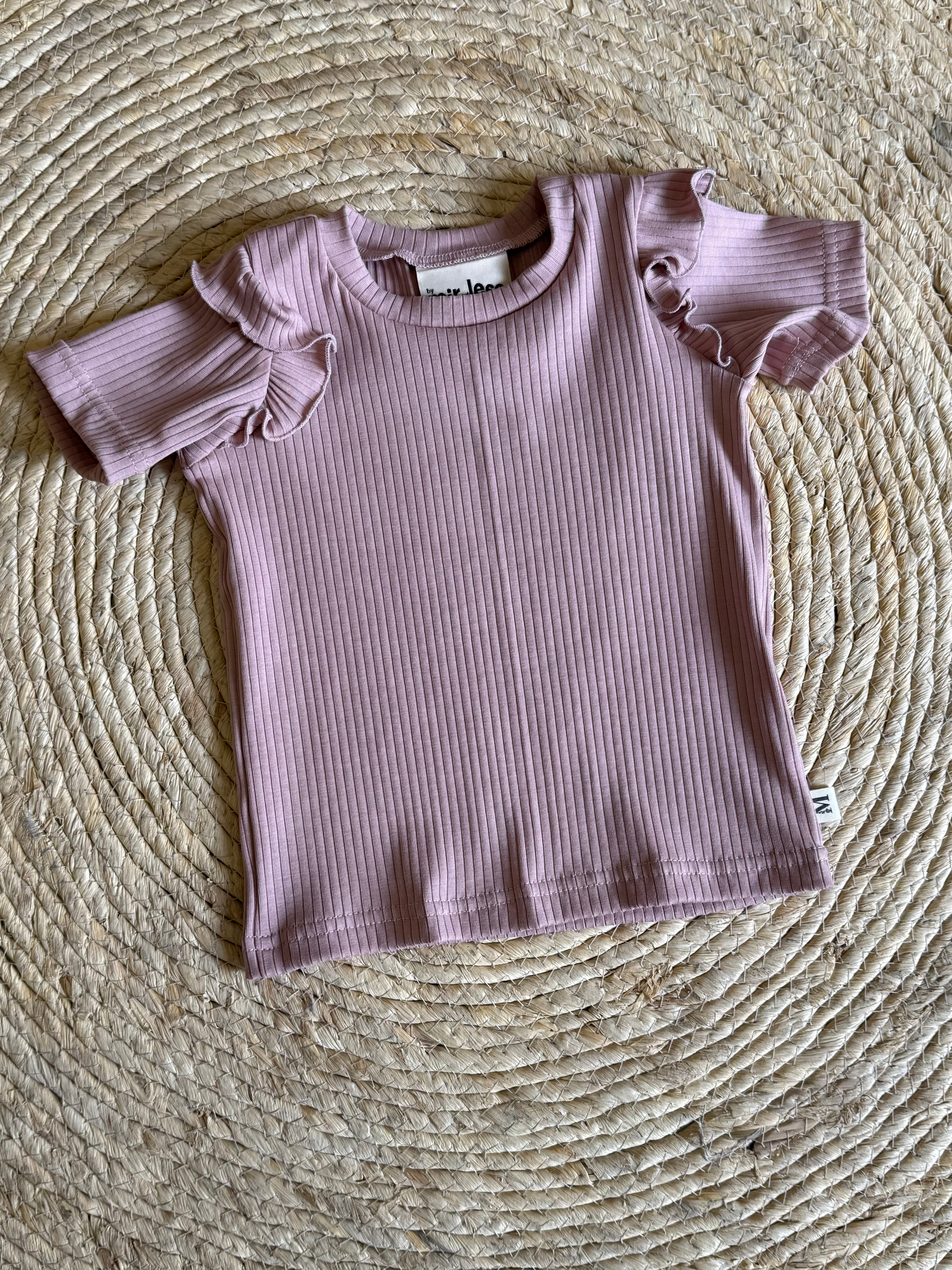Shirt Ruffle Brede Rib Nude Pink