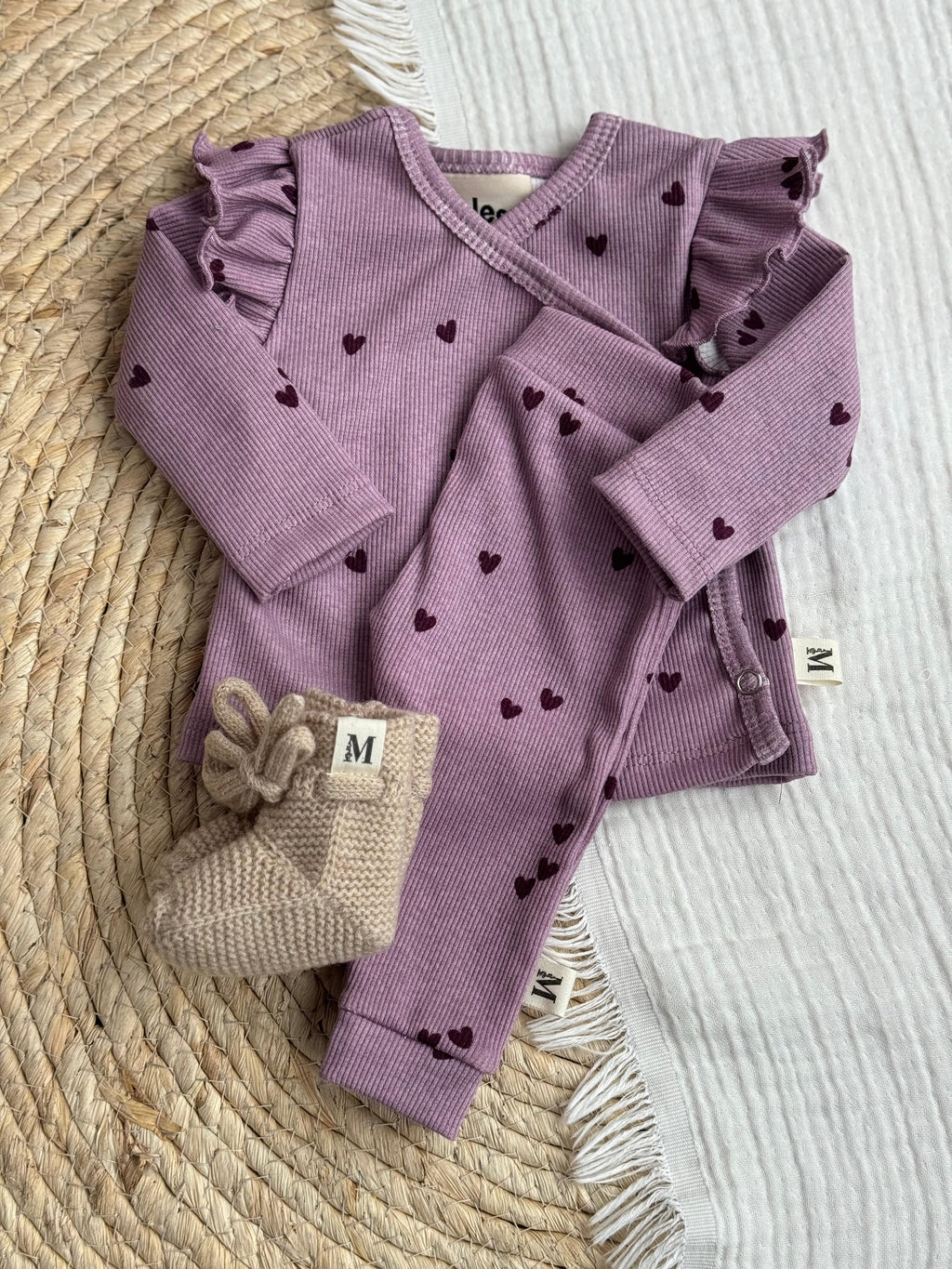 Overslag Ruffle Lila Hartjes Rib