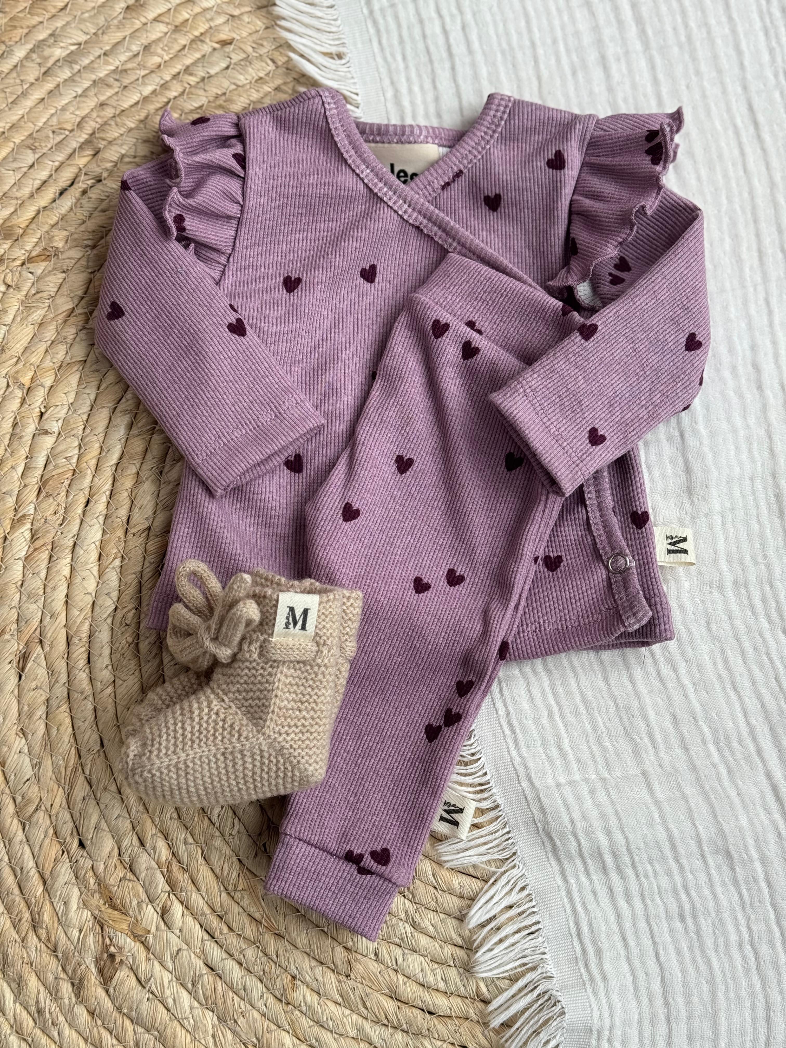 Overslag Ruffle Lila Hartjes Rib