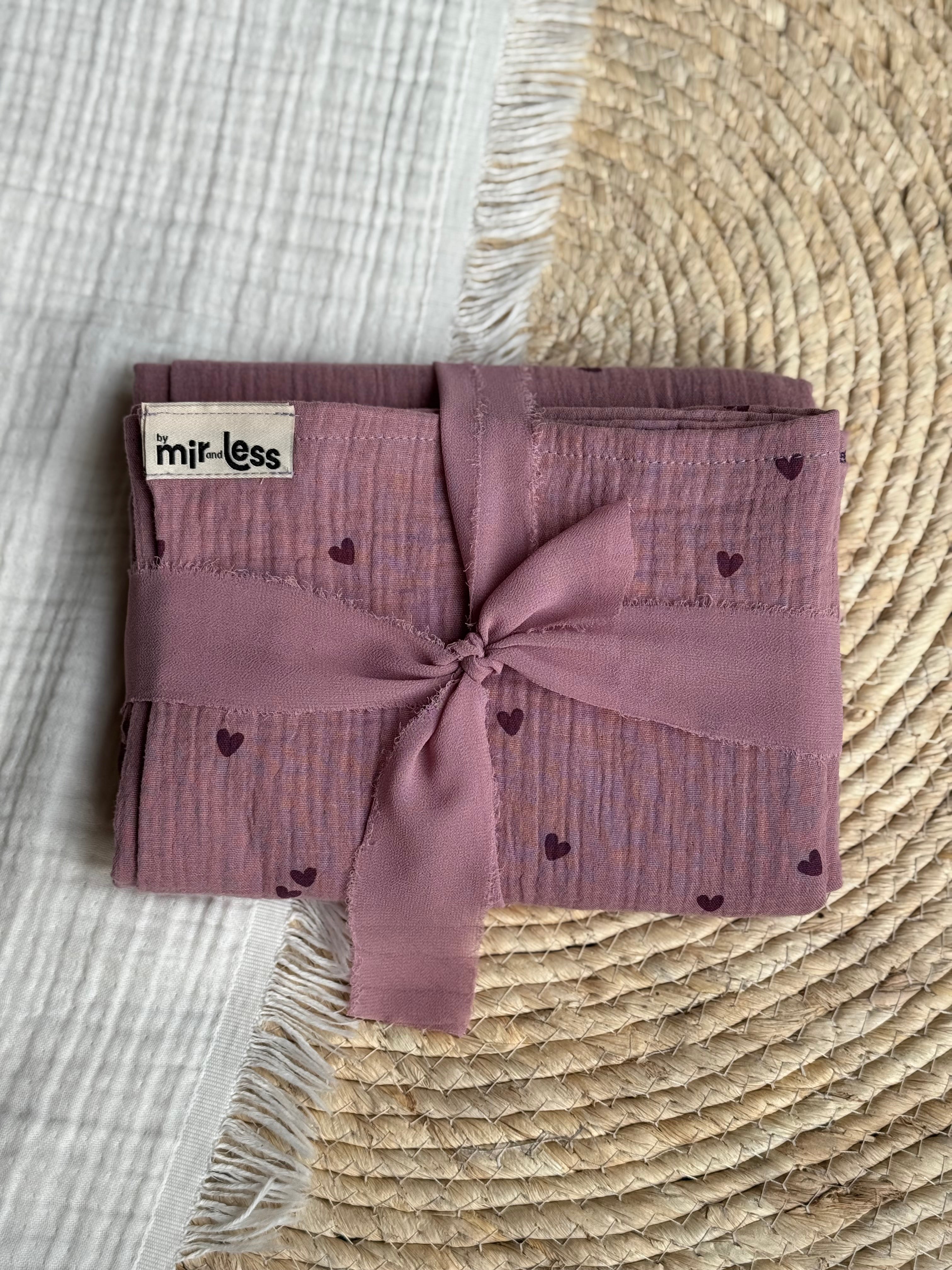 Hydrofiel XXL doek - Lila Hartjes